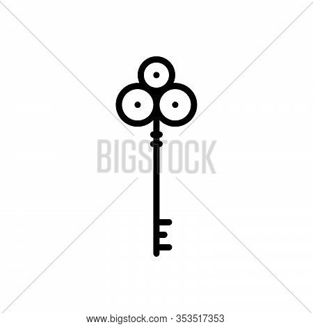Black Line Icon For Key Clef Latchkey Opener Access Password Safety Secure Unlock