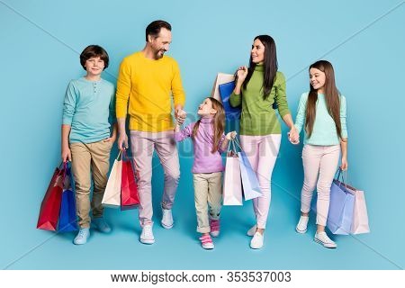 Full Length Body Size View Of Nice Attractive Confident Cheerful Cheery Big Full Family Carrying Bag