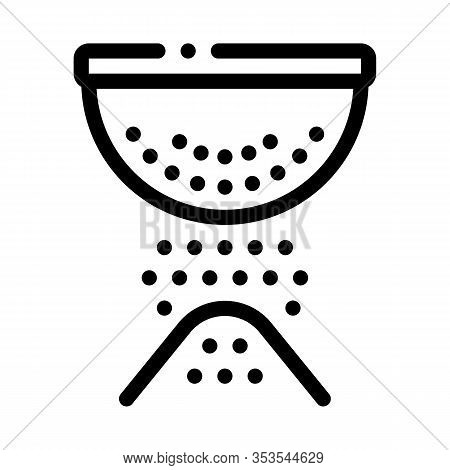 Sifting Flour Preparation Icon Thin Line Vector. Cuisine Utensil For Sifting Cookies And Pie Ingredi