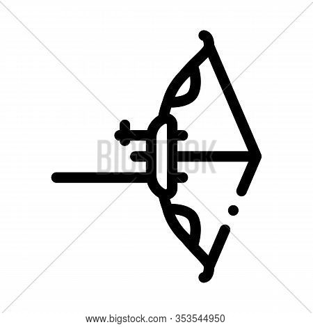 Modern Bow And Arrow Tool Icon Thin Line Vector. Archery Sport Equipment Bow Concept Linear Pictogra