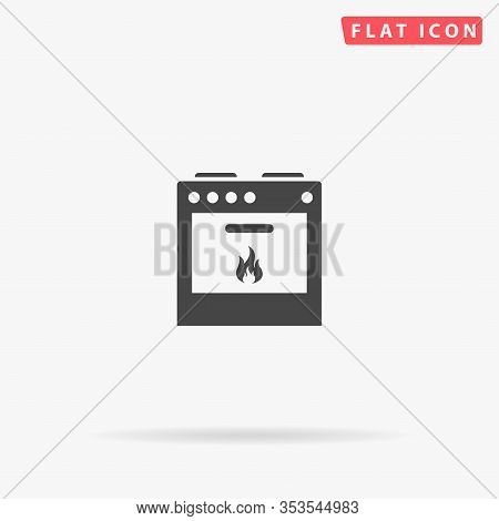 Gas Cooker, Stove Flat Vector Icon. Glyph Style Sign. Simple Hand Drawn Illustrations Symbol For Con