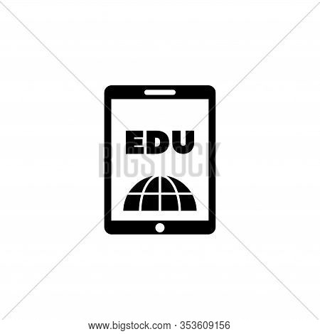 E-book Reader, Learning, Education. Flat Vector Icon Illustration. Simple Black Symbol On White Back