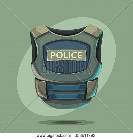 Illustration Of Bullet Proof Police Vest Front View On Green Background