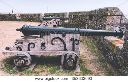 Historic Military Artillery Gun At Pendennis Castle Was First Commissioned By King Henry Viii In Res