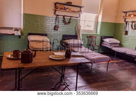 Falmouth, Cornwall, England - July 25, 2018: Guard Barracks Pendennis Castle. Pendennis Castle Was F