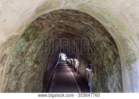 Falmouth, Cornwall, England - July 25, 2018:tunnel To The Half-moon Battery . Pendennis Castle Was F