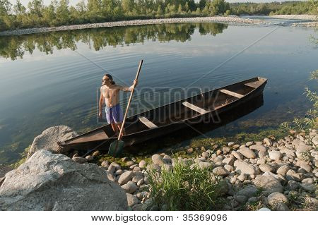 I veslař na řece Ticino