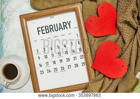 View From Above To Monthly February Calendar