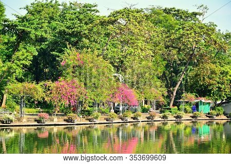 Bangkok, Th - Dec 13: Outdoor Park Water Pond At Dusit Zoo On December 13, 2016 In Khao Din Park, Ba