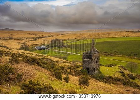 Disused Tin Mine In A Valley In Cornwall