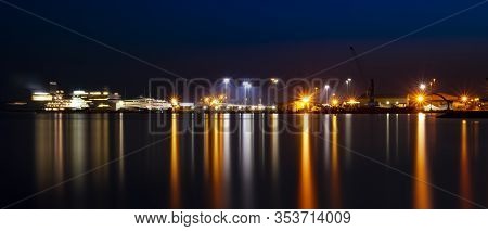 Poole Quay Lights And Reflections At Night