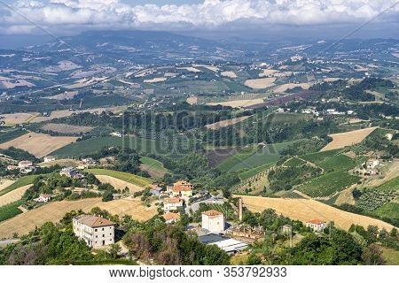 Rural Landscape At Summer From Ripatransone, Ascoli Piceno, Marches, Italy
