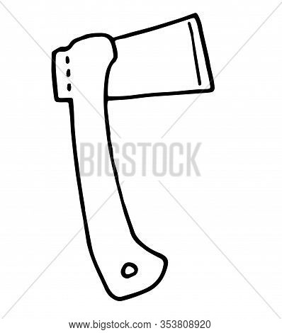 Single Marching Axe With Sharp Blade. Vector Drawing In Doodle Style.