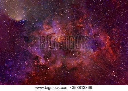 Beautiful Red Nebula In Deep Space. Elements Of This Image Were Furnished By Nasa.