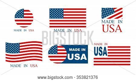 Made In The Usa Set Of Banner On A White Background. Vector