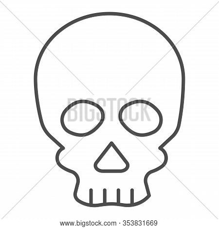 Skull Thin Line Icon. Deadman Scary Skeleton Head. Halloween Party Vector Design Concept, Outline St