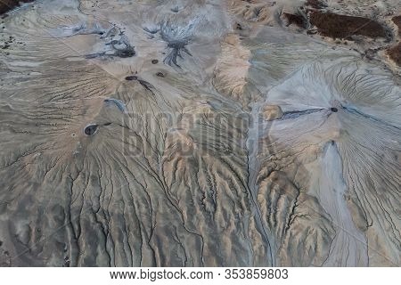 Beautiful Aerial View Of A Lunar Landscape  Over The Muddy Volcanoes, Paclele, Berca, Buzau County, 