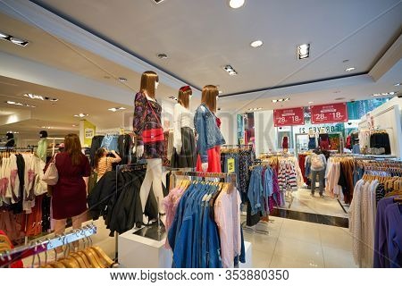 SINGAPORE - CIRCA JANUARY, 2020: interior shot of Forever 21 store. Forever 21 is represented in Singapore with one store, located within 313 Somerset shopping mall.