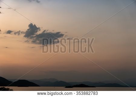 Montenegro Skadar Lake. View Of The Sunset. Murichi. Beska Convent.