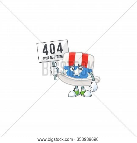 Cheerless Face Uncle Sam Hat Mascot Style Design Raised Up A Board