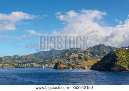 Coastline View With Lots Of Living Houses On The Hill And Campden Park Container Port In Lowmans Bay