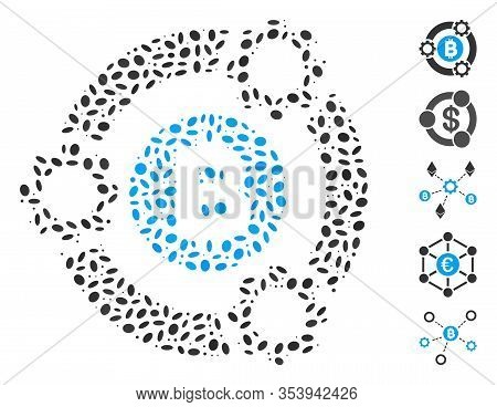 Dotted Mosaic Based On Bitcoin Pool Collaboration. Mosaic Vector Bitcoin Pool Collaboration Is Creat