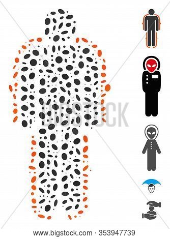 Dot Mosaic Based On Exoskeleton. Mosaic Vector Exoskeleton Is Designed With Scattered Elliptic Items