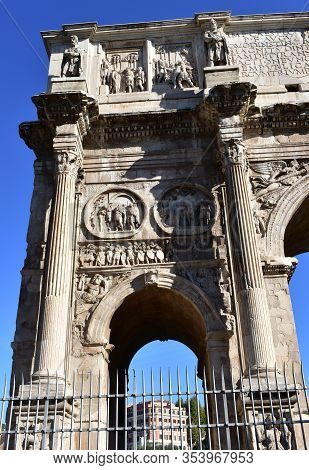 Arch Of Constantine Or Arco Di Constantino, The Largest Roman Triumphal Arch. Rome, Italy.