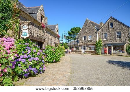 Locronan, France - July 15, 2016: Medieval Streets Of Locronan, A Small Town In Brittany, France. It