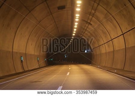 View Into A Freeway Tunnel, Tunnel Tube