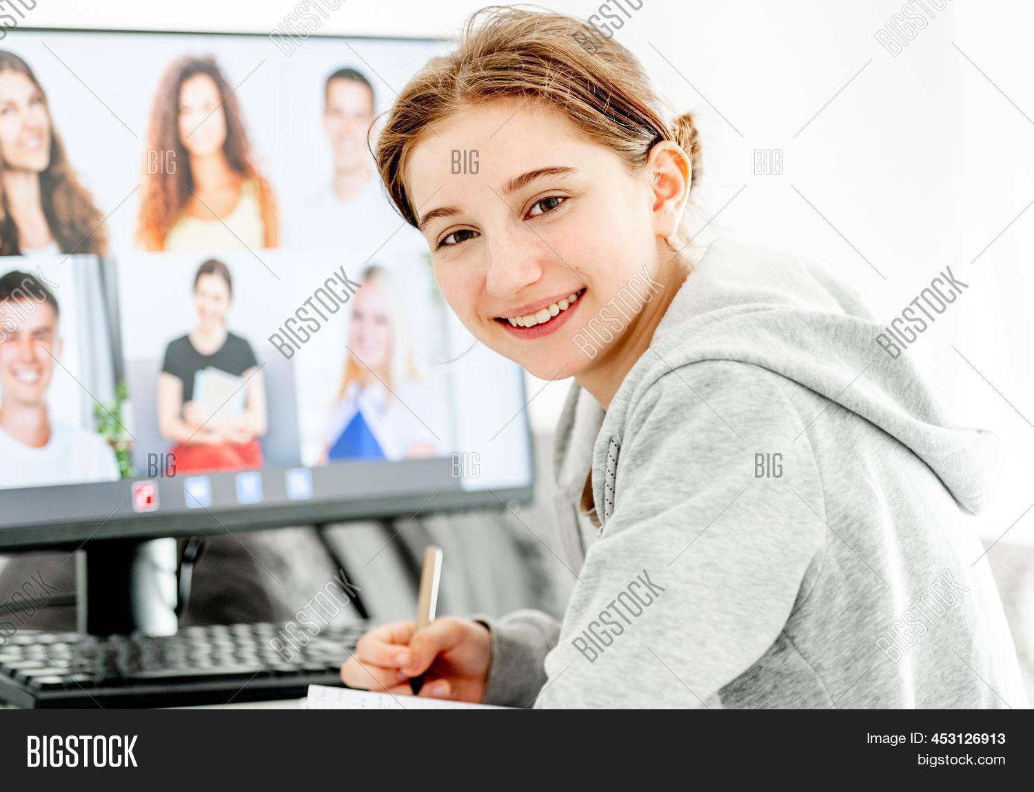 Remote Class Pictures Girl During Remote Image & Photo (Free Trial) | Bigstock