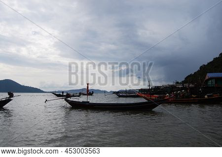 Wooden Long Tail Boat For Send Recieve Travelers Thai People Eco Travel Visit Ko Phithak Island And