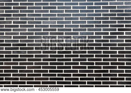 A Black Brick Wall Texture With White Grout, Horizontal Orientation. Great Seamless Background For D
