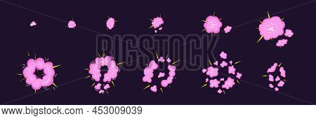 Top View Pink Sprite Explosion Set. Vector Stock Illustration Isolated On Black Chalkboard Backgroun
