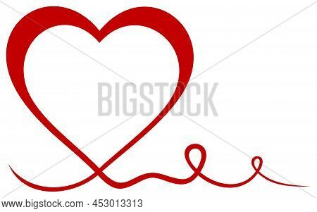 Heart Vector Curly Frame In Red. White Isolated Background.
Abstract Calligraphic Heart Logo Illustr