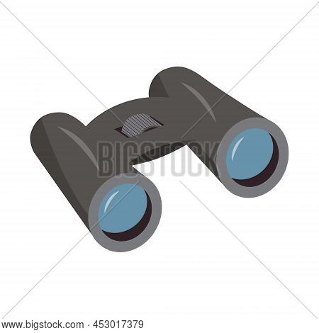 Classic Binoculars With Clear Lenses 3d Isometric. Vector Illustration.