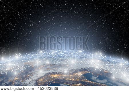 Wireless Network, Connection Technology, Big Data And Social Network Concept.