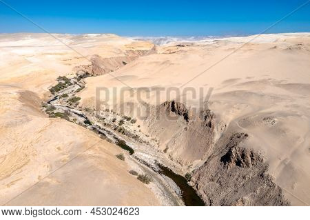 The Ica River At The Canyon De Los Perdidos In A Desert Of Peru
