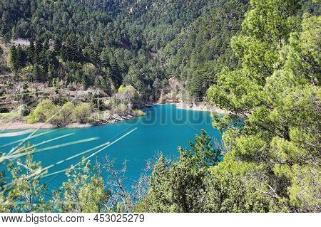 Landscape Of Lake Tsivlou Achaia Peloponnese Greece