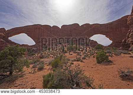 Alien Eyes In Red Rocks Country In The Windows Section Of Arches National Prk In Utah