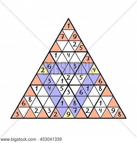 Big Triangular Sudoku Number Game Vector Illustration