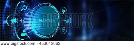 Martech Marketing Technology Concept On Virtual Screen Interface. Business, Technology, Internet And