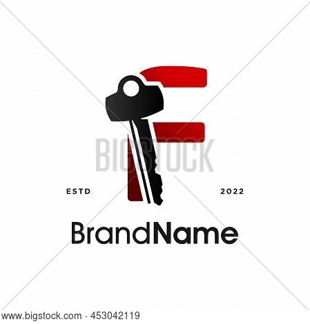 Simple And Modern Illustration Logo Design Initial F Combine With Key.