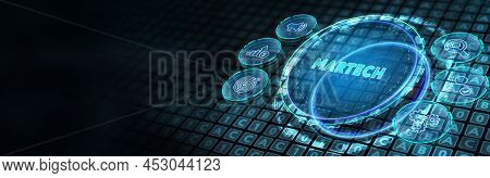 Martech Marketing Technology Concept On Virtual Screen Interface. Business, Technology, Internet And