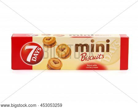 Bucharest, Romania - January 12, 2019. 7days Mini Biscuits Filled With Cocoa Cream, Produced And Man