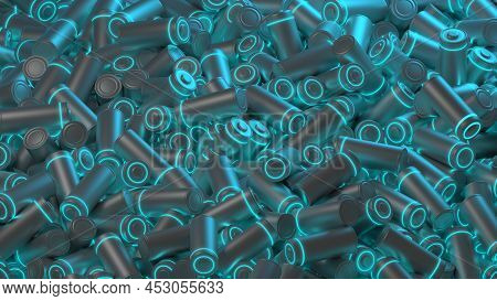 Lithium Battery Concept - Electrical Power Supply Of Rechargeable Source - 3d Illustration