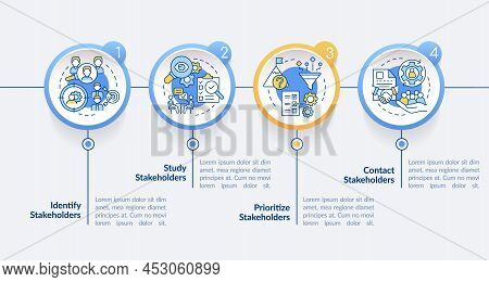Steps Of Stakeholder Relations Circle Infographic Template. Data Visualization With 4 Steps. Process