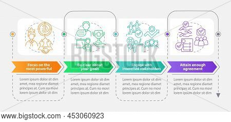 Stakeholders Engagement Rectangle Infographic Template. Data Visualization With 4 Steps. Process Tim