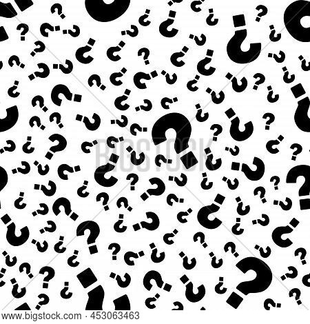 Large And Small Question Mark. Chaotic Pattern With Questions.