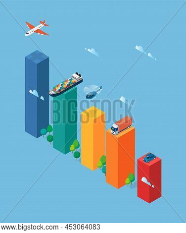 Rating Of Transpotation Bar Chart Infographic. Vector Illustration